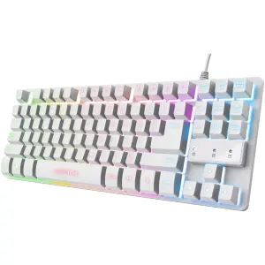 TRUST TECLADO EN ESPAÑOL PARA GAMING METÁLICO LED MULTICOLOR GXT 833 THADO TKL COLOR BLANCO - 24739