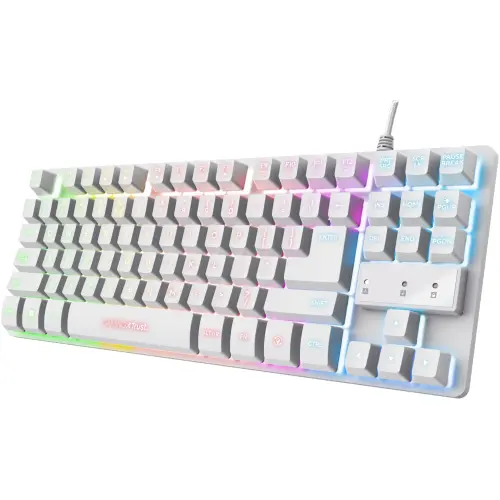 TRUST TECLADO EN ESPAÑOL PARA GAMING METÁLICO LED MULTICOLOR GXT 833 THADO TKL COLOR BLANCO - 24739